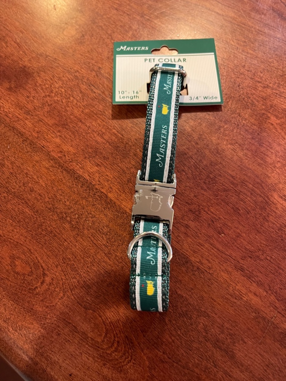 Masters golf Dark Green Pet Collar with Yellow logo  and White Trim